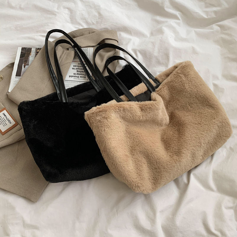 Large Tote Winter Plush Bags For Women Fashion 2021 Furry Shoulder - MERGE.DAY.1.FREESTYLE
