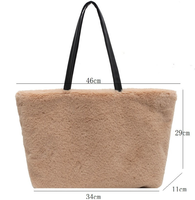 Large Tote Winter Plush Bags For Women Fashion 2021 Furry Shoulder - MERGE.DAY.1.FREESTYLE