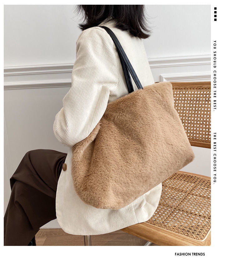 Large Tote Winter Plush Bags For Women Fashion 2021 Furry Shoulder - MERGE.DAY.1.FREESTYLE