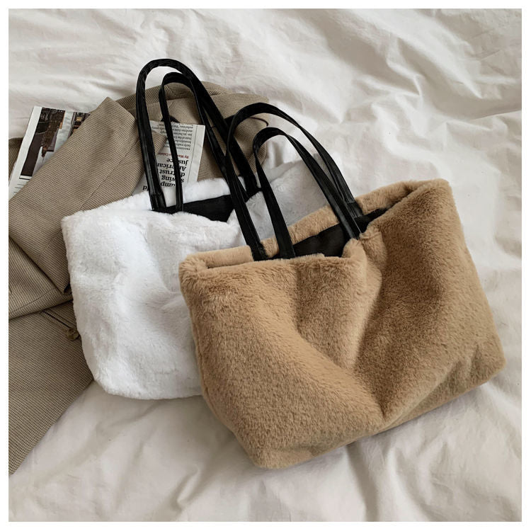 Large Tote Winter Plush Bags For Women Fashion 2021 Furry Shoulder - MERGE.DAY.1.FREESTYLE