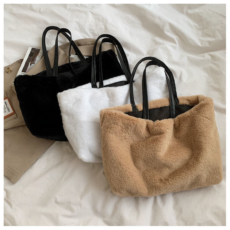 Large Tote Winter Plush Bags For Women Fashion 2021 Furry Shoulder - MERGE.DAY.1.FREESTYLE