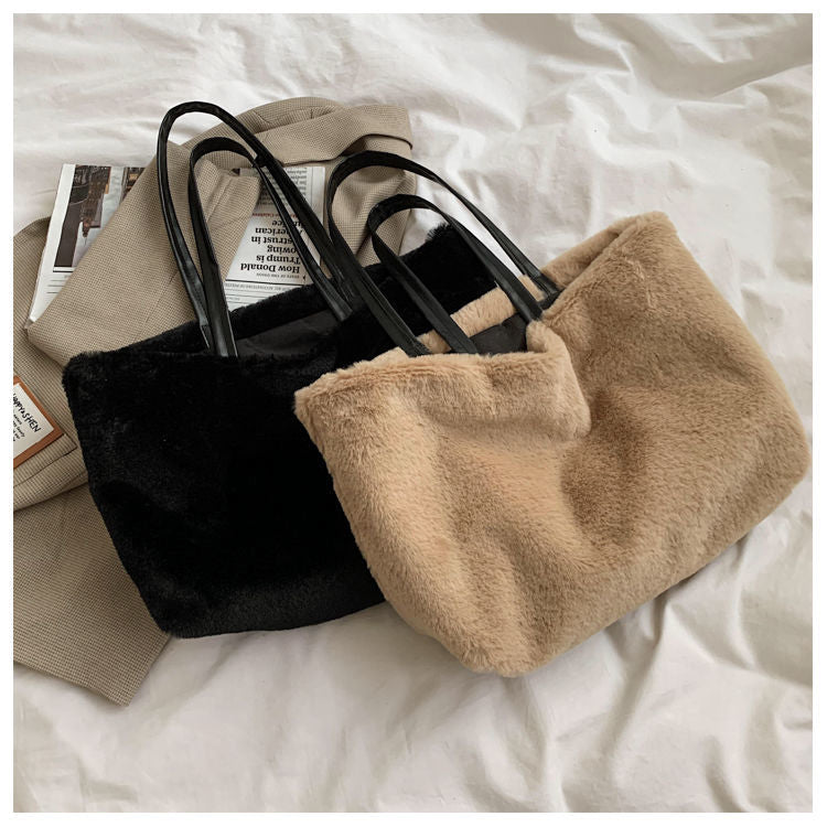 Large Tote Winter Plush Bags For Women Fashion 2021 Furry Shoulder - MERGE.DAY.1.FREESTYLE