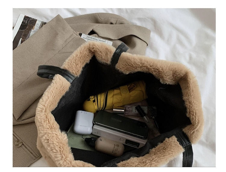 Large Tote Winter Plush Bags For Women Fashion 2021 Furry Shoulder - MERGE.DAY.1.FREESTYLE