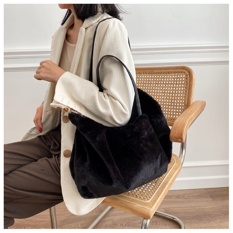 Large Tote Winter Plush Bags For Women Fashion 2021 Furry Shoulder - MERGE.DAY.1.FREESTYLE