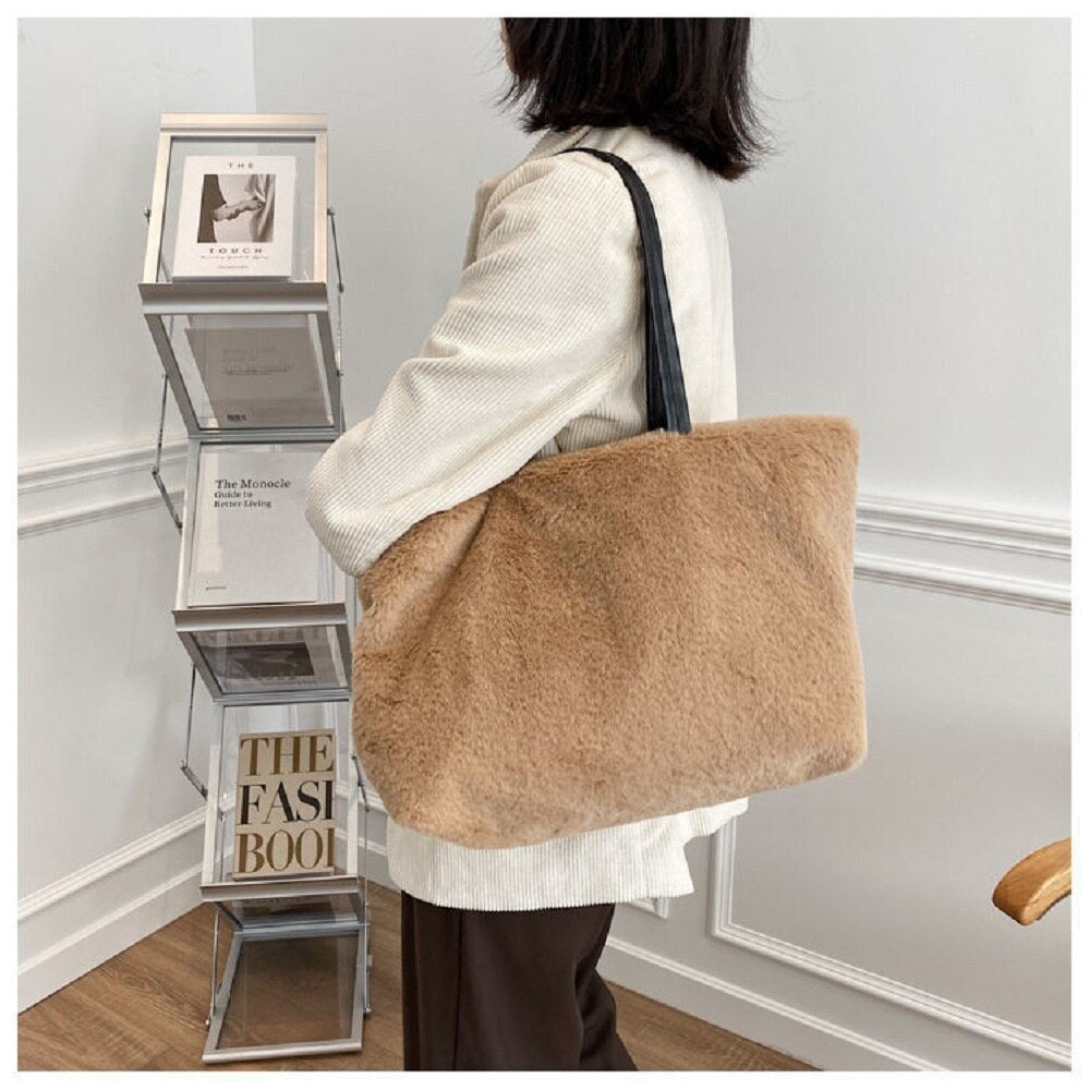 Large Tote Winter Plush Bags For Women Fashion 2021 Furry Shoulder - MERGE.DAY.1.FREESTYLE