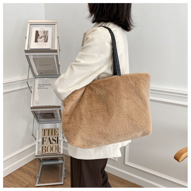Large Tote Winter Plush Bags For Women Fashion 2021 Furry Shoulder - MERGE.DAY.1.FREESTYLE