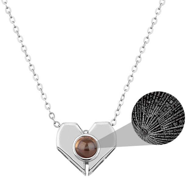 Personalized Heart Shaped 100 Languages I Love You Projection Name Necklace - MERGE.DAY.1.FREESTYLE