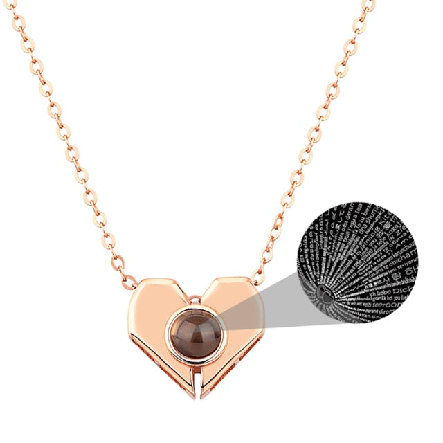 Personalized Heart Shaped 100 Languages I Love You Projection Name Necklace - MERGE.DAY.1.FREESTYLE