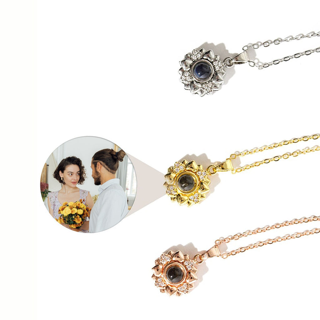Custom Color Photo Projection Necklace Personalized Simple Style Sunflower Pendant - MERGE.DAY.1.FREESTYLE