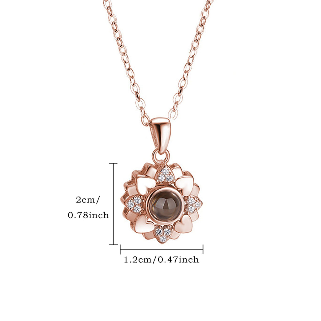 Custom Color Photo Projection Necklace Personalized Simple Style Sunflower Pendant - MERGE.DAY.1.FREESTYLE
