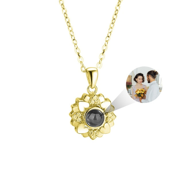 Custom Color Photo Projection Necklace Personalized Simple Style Sunflower Pendant - MERGE.DAY.1.FREESTYLE