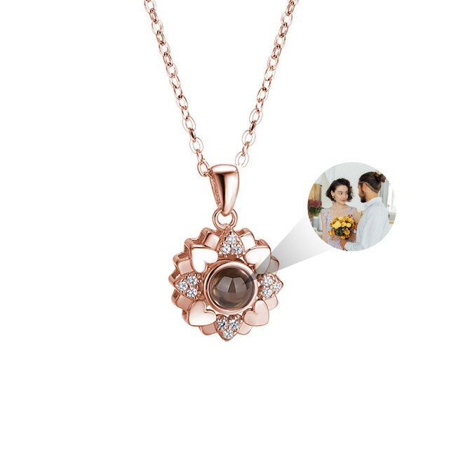 Custom Color Photo Projection Necklace Personalized Simple Style Sunflower Pendant - MERGE.DAY.1.FREESTYLE