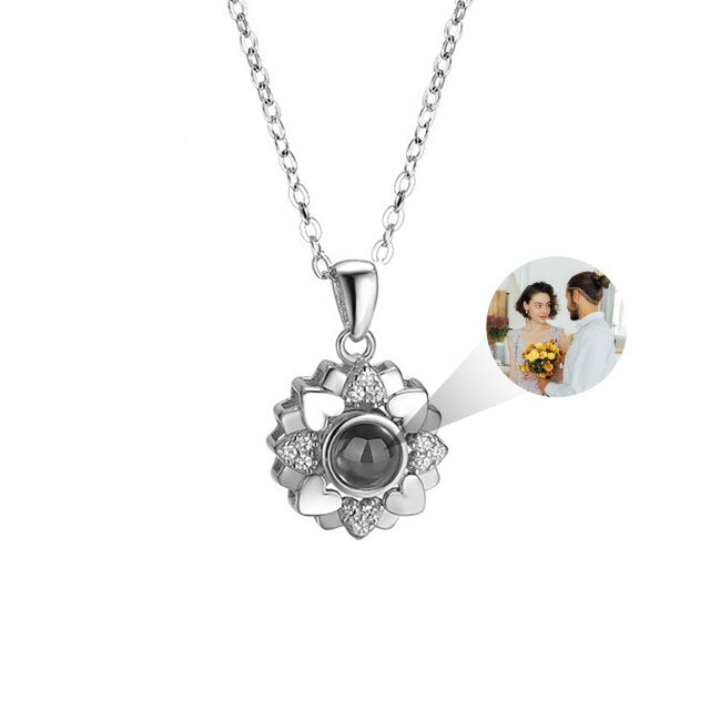 Custom Color Photo Projection Necklace Personalized Simple Style Sunflower Pendant - MERGE.DAY.1.FREESTYLE