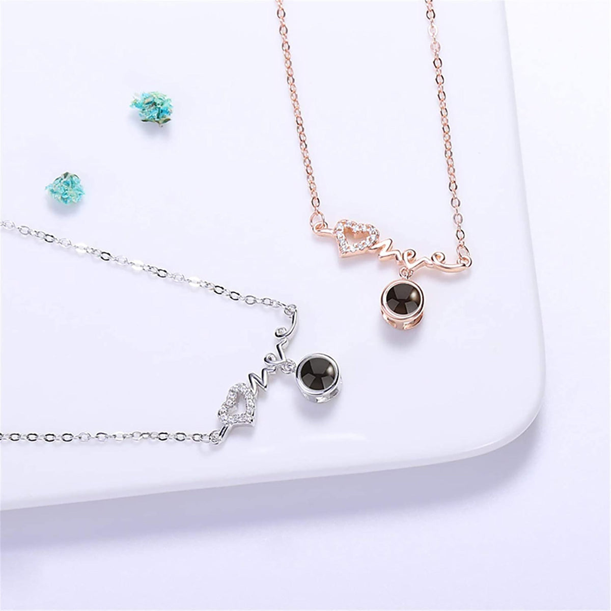 Personalized Custom Photo Heartbeat Shape Necklace Crystal Projection Pendant - MERGE.DAY.1.FREESTYLE
