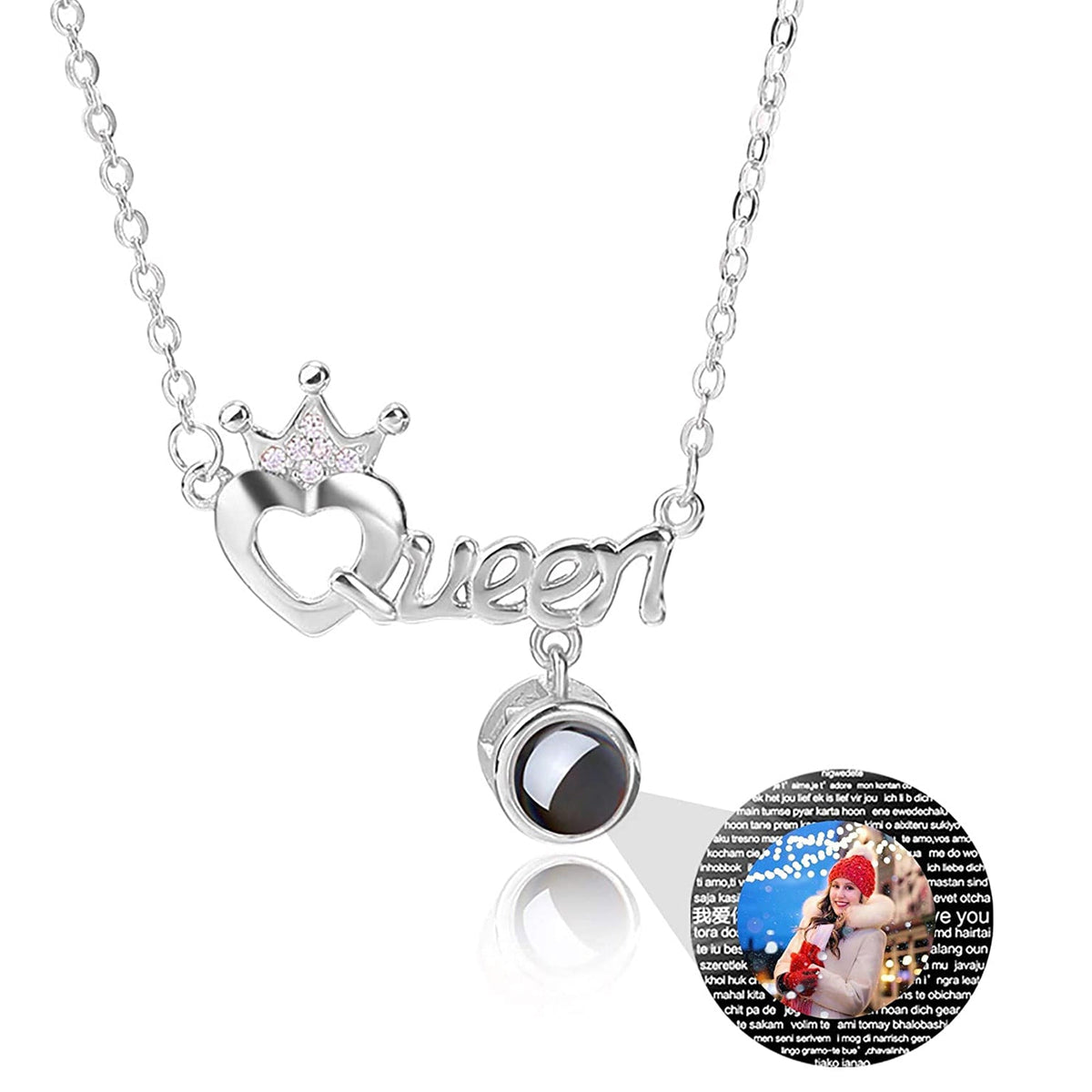 Projection Necklace Custom Photo Name Queen Crown Heart Pendant Personalized DIY - MERGE.DAY.1.FREESTYLE