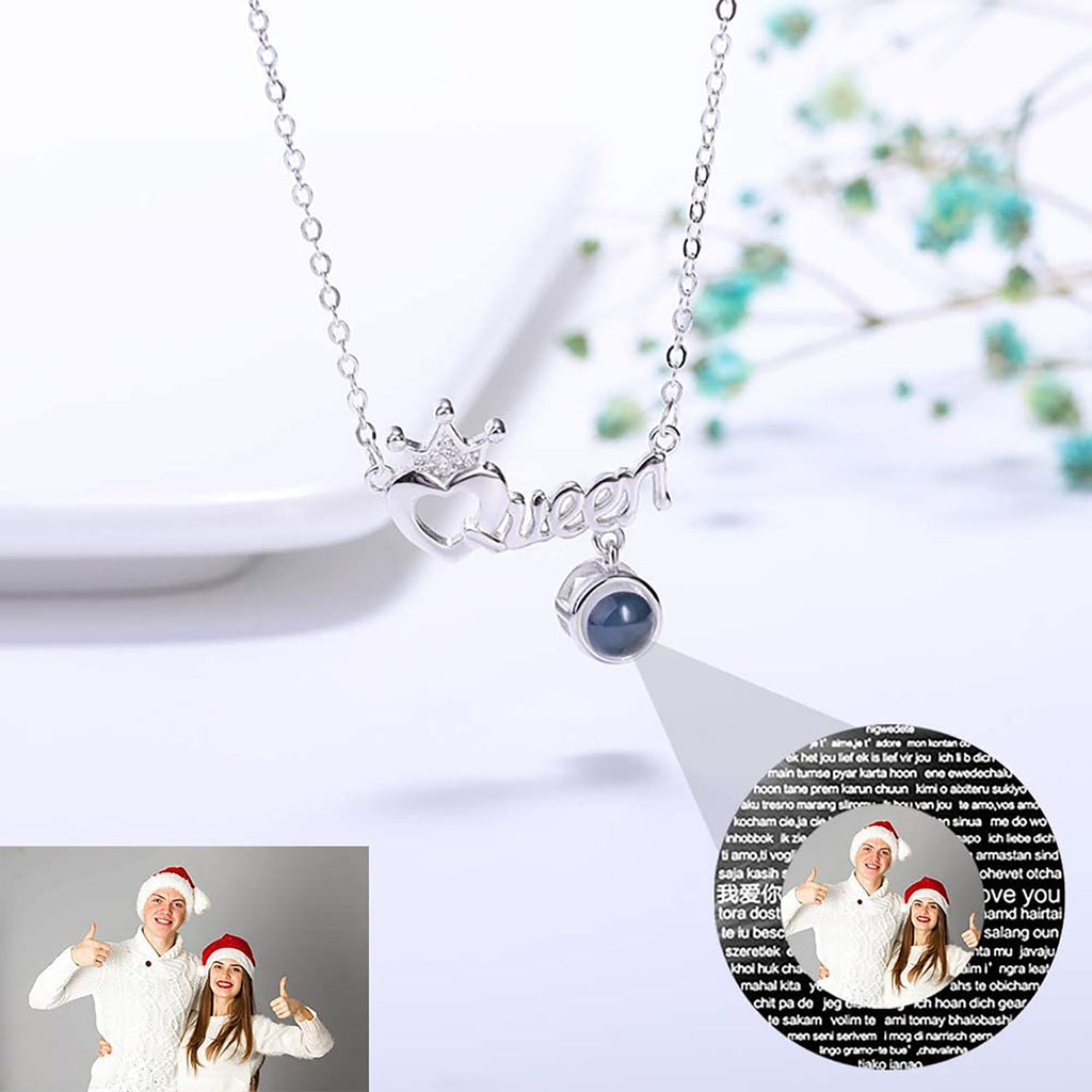 Projection Necklace Custom Photo Name Queen Crown Heart Pendant Personalized DIY - MERGE.DAY.1.FREESTYLE