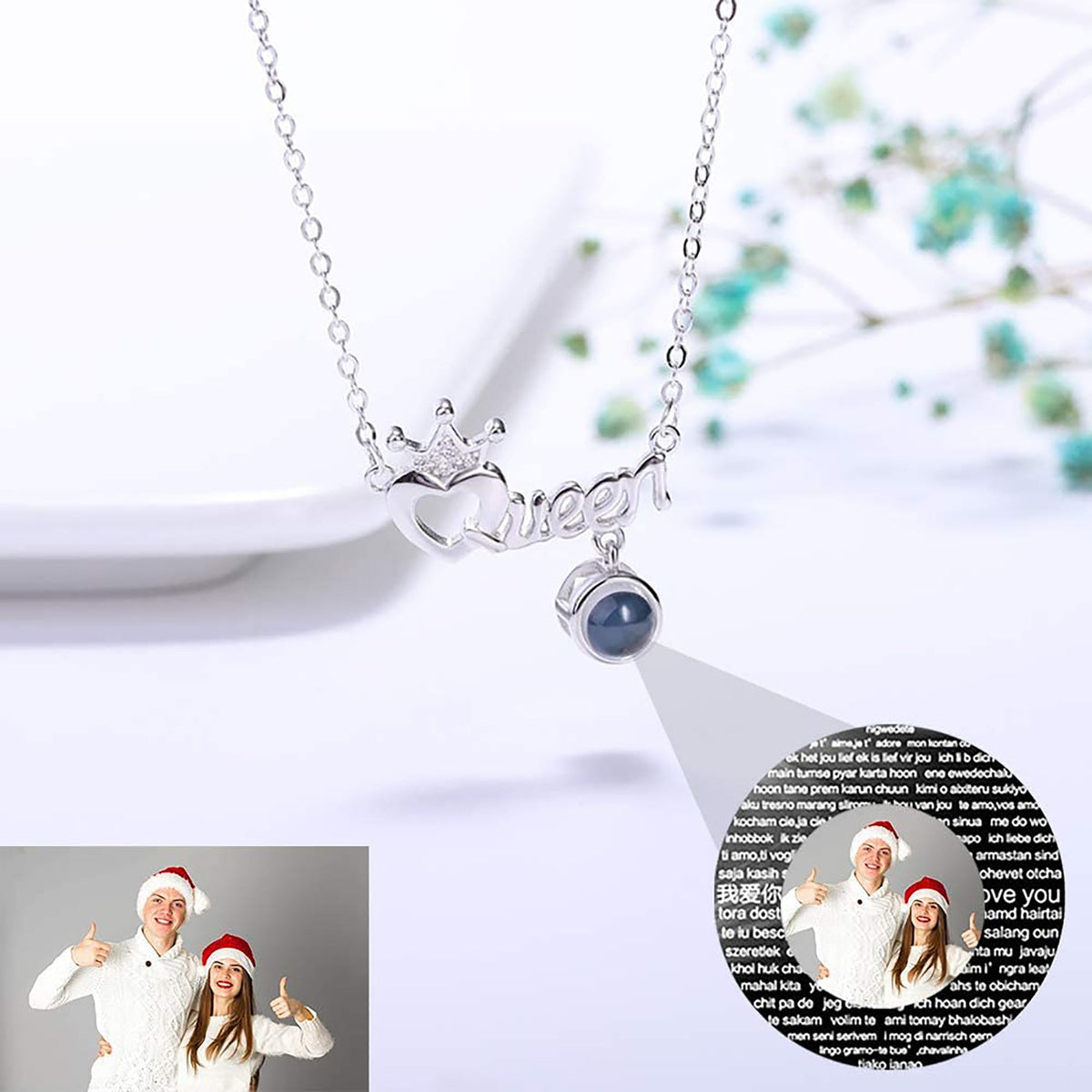 Projection Necklace Custom Photo Name Queen Crown Heart Pendant Personalized DIY - MERGE.DAY.1.FREESTYLE