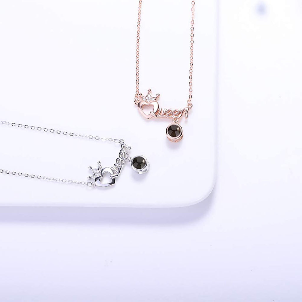 Projection Necklace Custom Photo Name Queen Crown Heart Pendant Personalized DIY - MERGE.DAY.1.FREESTYLE