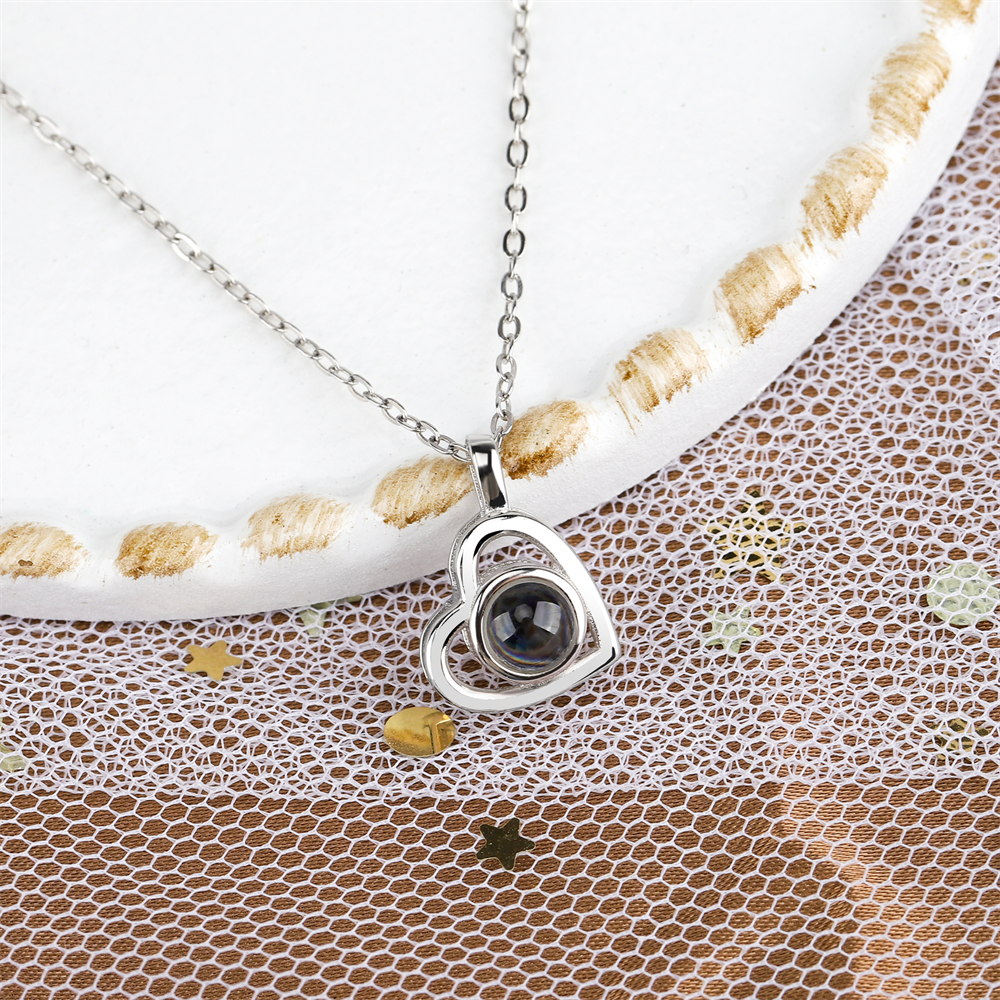 Personalized heart shape Projection Photo Necklace Custom Pendant - MERGE.DAY.1.FREESTYLE