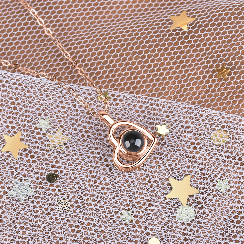 Personalized heart shape Projection Photo Necklace Custom Pendant - MERGE.DAY.1.FREESTYLE