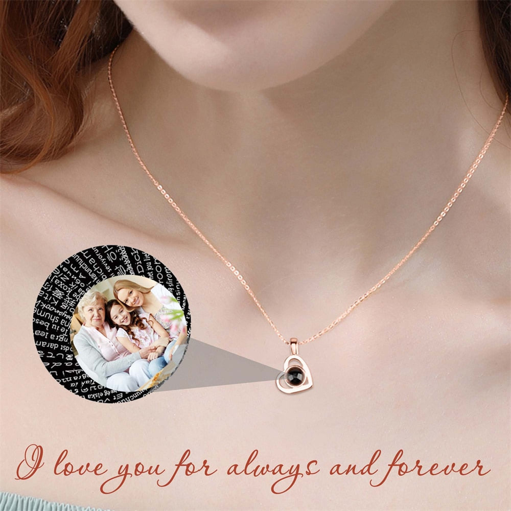 Personalized heart shape Projection Photo Necklace Custom Pendant - MERGE.DAY.1.FREESTYLE