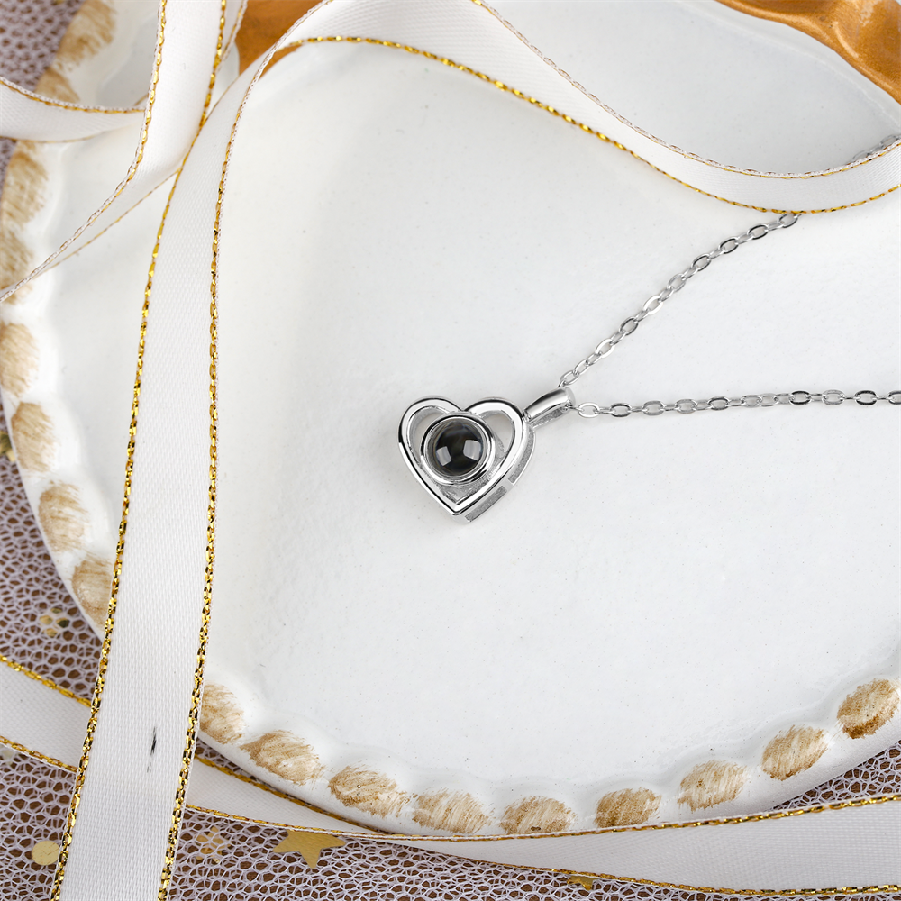 Personalized heart shape Projection Photo Necklace Custom Pendant - MERGE.DAY.1.FREESTYLE