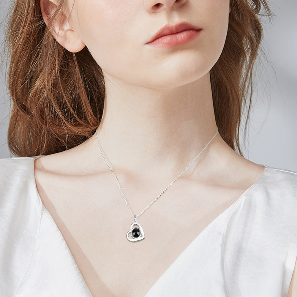 Personalized heart shape Projection Photo Necklace Custom Pendant - MERGE.DAY.1.FREESTYLE