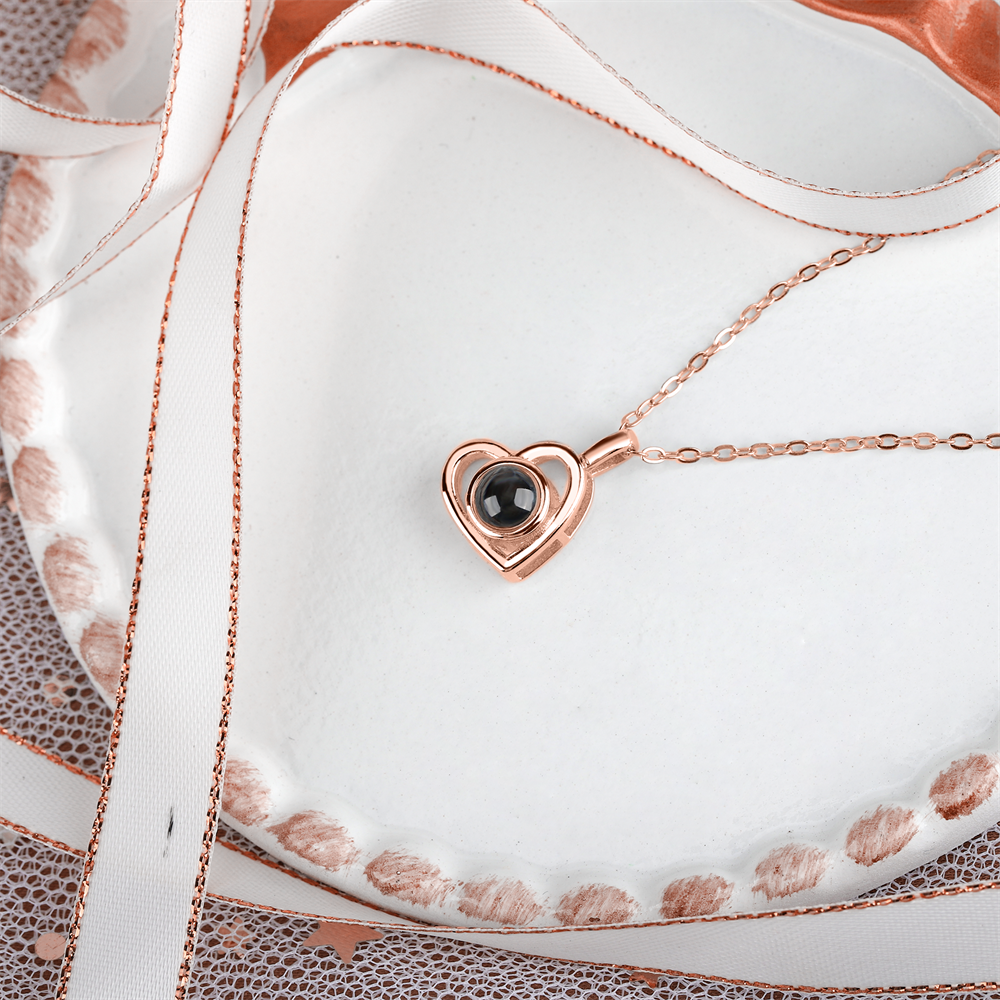 Personalized heart shape Projection Photo Necklace Custom Pendant - MERGE.DAY.1.FREESTYLE