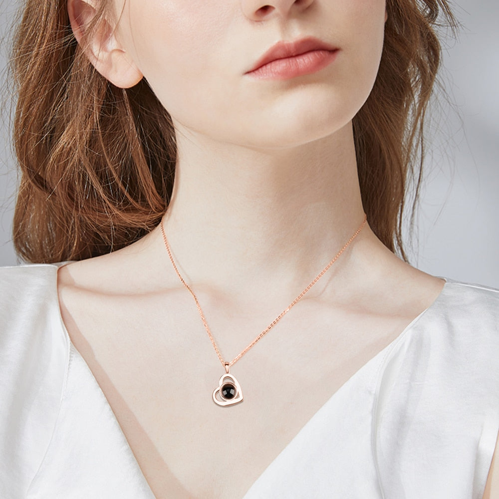 Personalized heart shape Projection Photo Necklace Custom Pendant - MERGE.DAY.1.FREESTYLE