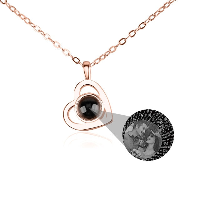 Personalized heart shape Projection Photo Necklace Custom Pendant - MERGE.DAY.1.FREESTYLE