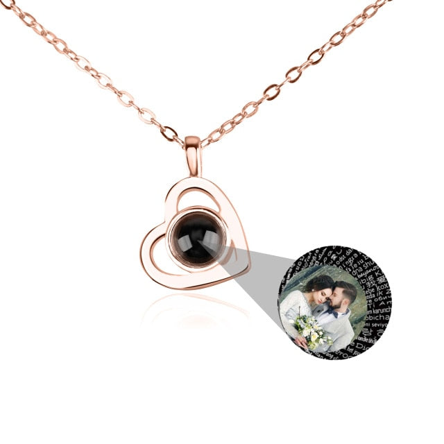Personalized heart shape Projection Photo Necklace Custom Pendant - MERGE.DAY.1.FREESTYLE