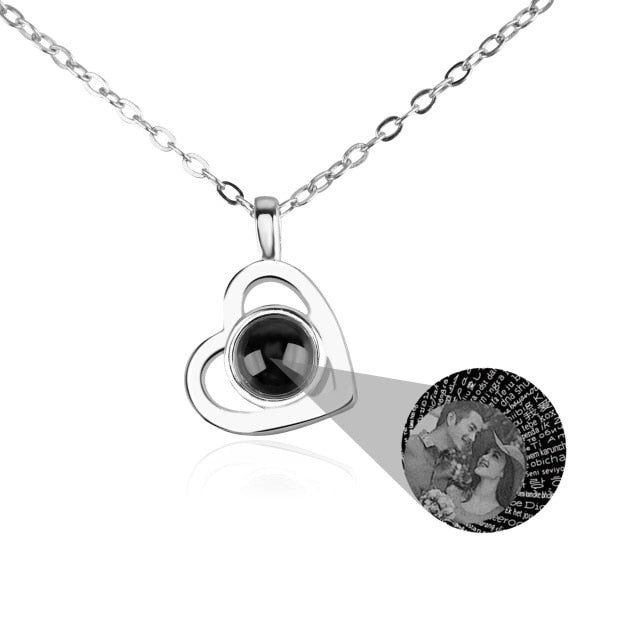 Personalized heart shape Projection Photo Necklace Custom Pendant - MERGE.DAY.1.FREESTYLE