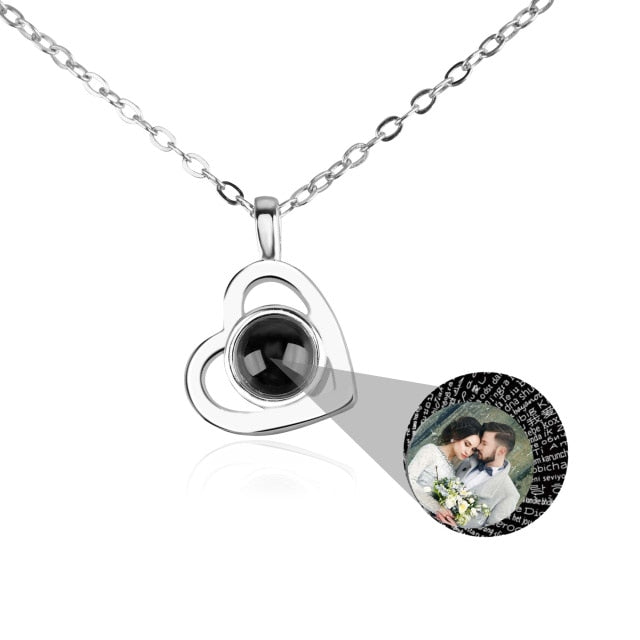 Personalized heart shape Projection Photo Necklace Custom Pendant - MERGE.DAY.1.FREESTYLE