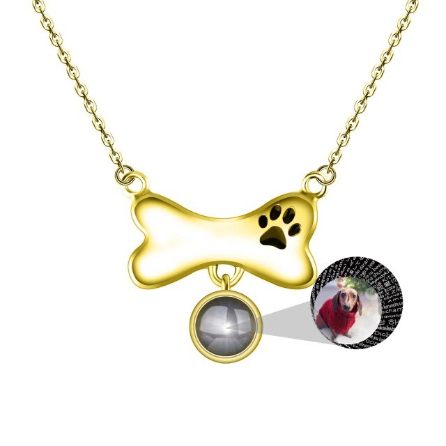 Custom Dog Bone Shaped Projection Necklace Personalized Name Photo Trendy Pendant - MERGE.DAY.1.FREESTYLE
