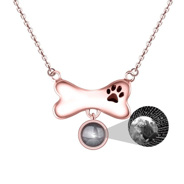Custom Dog Bone Shaped Projection Necklace Personalized Name Photo Trendy Pendant - MERGE.DAY.1.FREESTYLE