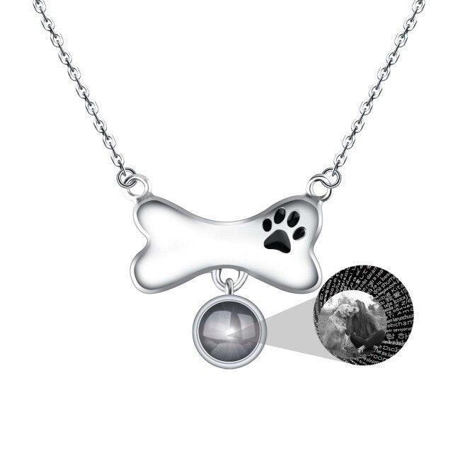 Custom Dog Bone Shaped Projection Necklace Personalized Name Photo Trendy Pendant - MERGE.DAY.1.FREESTYLE