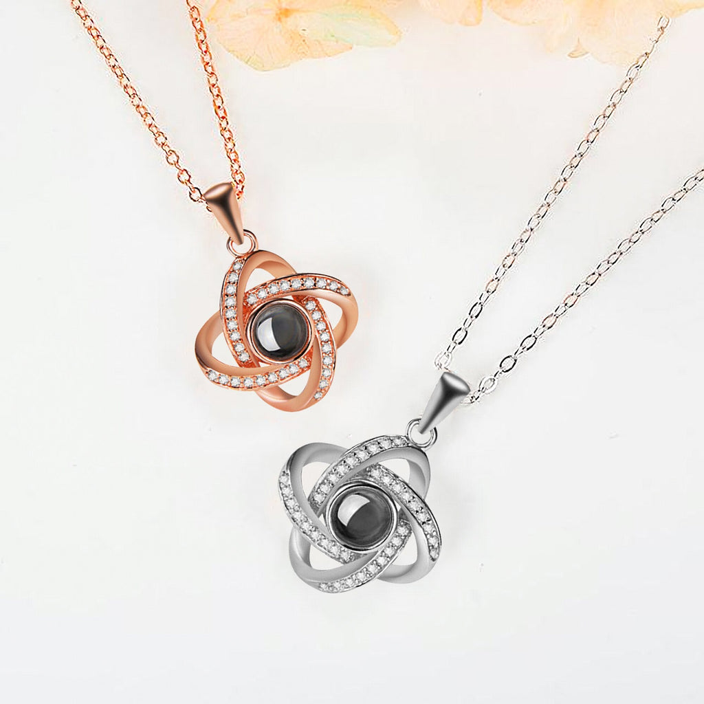 Personalized 4 Leaves Projection Necklace Custom Name 100 Languages I Love You Pendant - MERGE.DAY.1.FREESTYLE