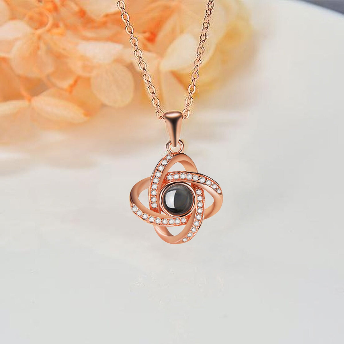 Personalized 4 Leaves Projection Necklace Custom Name 100 Languages I Love You Pendant - MERGE.DAY.1.FREESTYLE