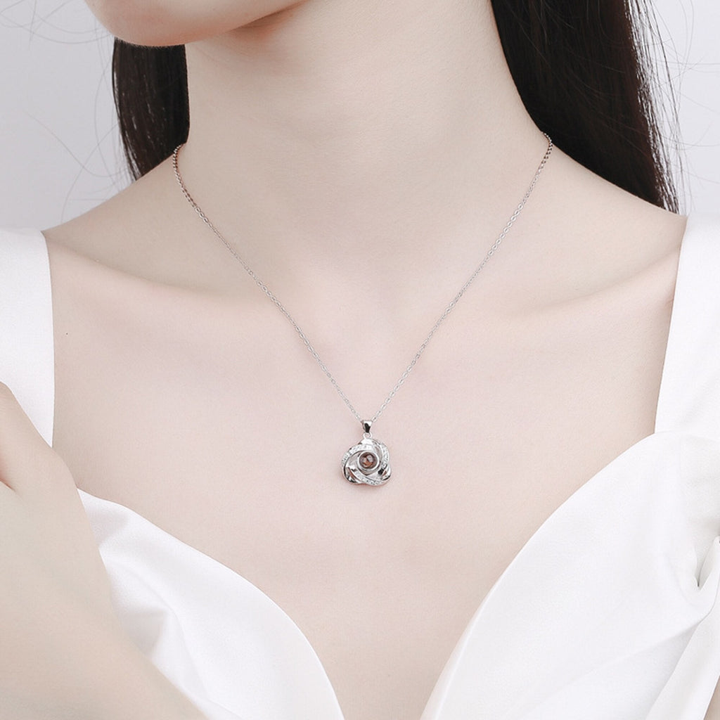 Customize Name Projection Photo Romantic Crystal Rose Necklace Gift - MERGE.DAY.1.FREESTYLE