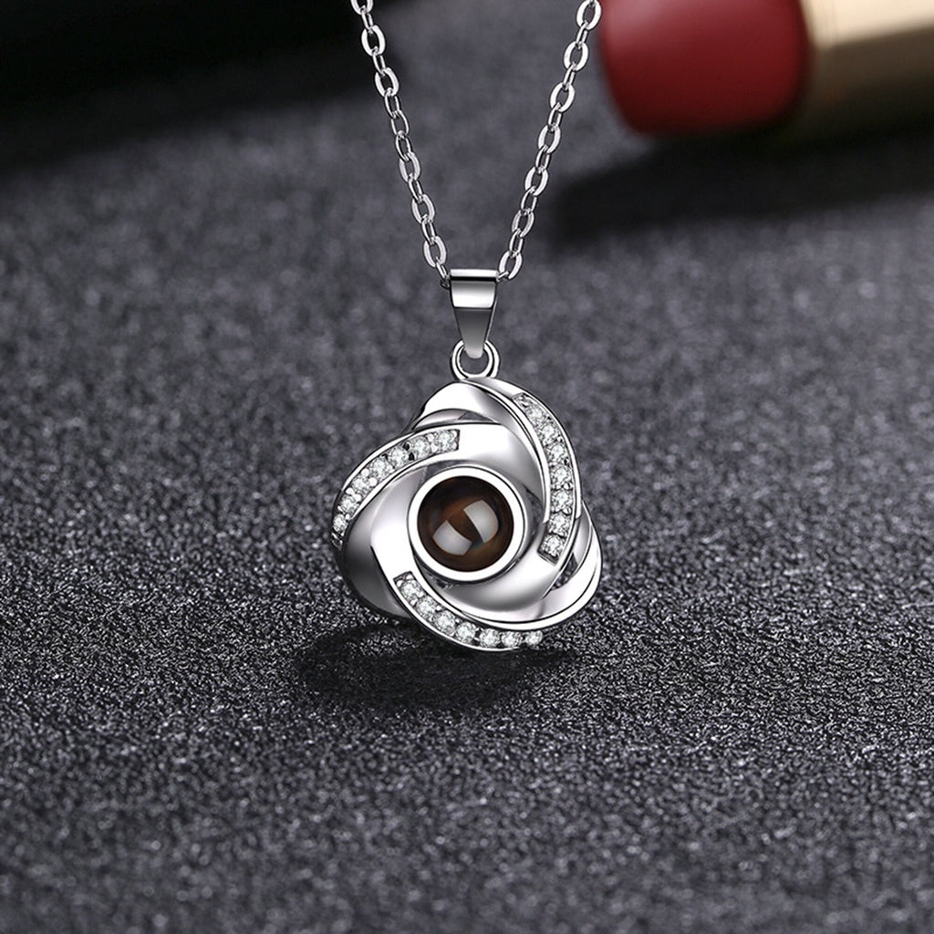 Customize Name Projection Photo Romantic Crystal Rose Necklace Gift - MERGE.DAY.1.FREESTYLE