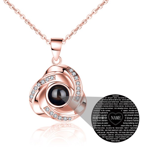 Customize Name Projection Photo Romantic Crystal Rose Necklace Gift - MERGE.DAY.1.FREESTYLE