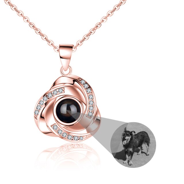 Customize Name Projection Photo Romantic Crystal Rose Necklace Gift - MERGE.DAY.1.FREESTYLE