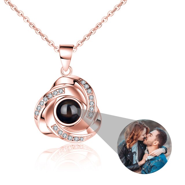 Customize Name Projection Photo Romantic Crystal Rose Necklace Gift - MERGE.DAY.1.FREESTYLE