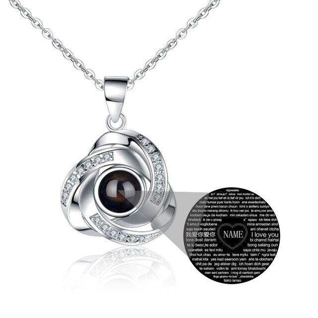 Customize Name Projection Photo Romantic Crystal Rose Necklace Gift - MERGE.DAY.1.FREESTYLE