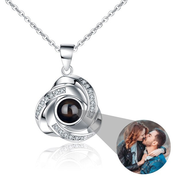 Customize Name Projection Photo Romantic Crystal Rose Necklace Gift - MERGE.DAY.1.FREESTYLE