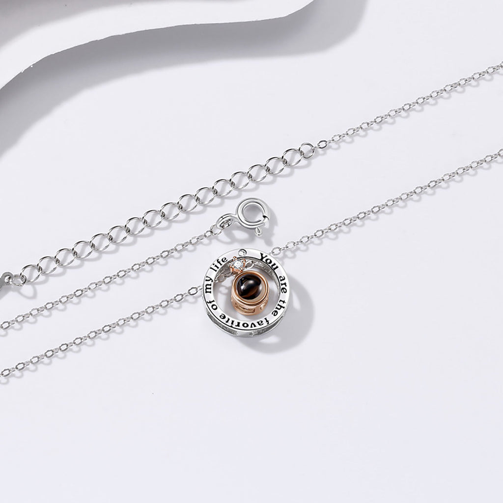 Personalized Letter Decoration Round Pendant Custom Color Photo Couple Projection Necklace - MERGE.DAY.1.FREESTYLE