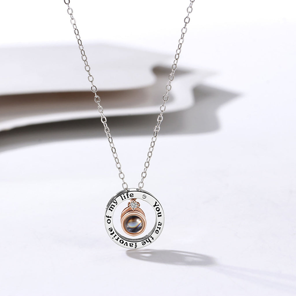 Personalized Letter Decoration Round Pendant Custom Color Photo Couple Projection Necklace - MERGE.DAY.1.FREESTYLE