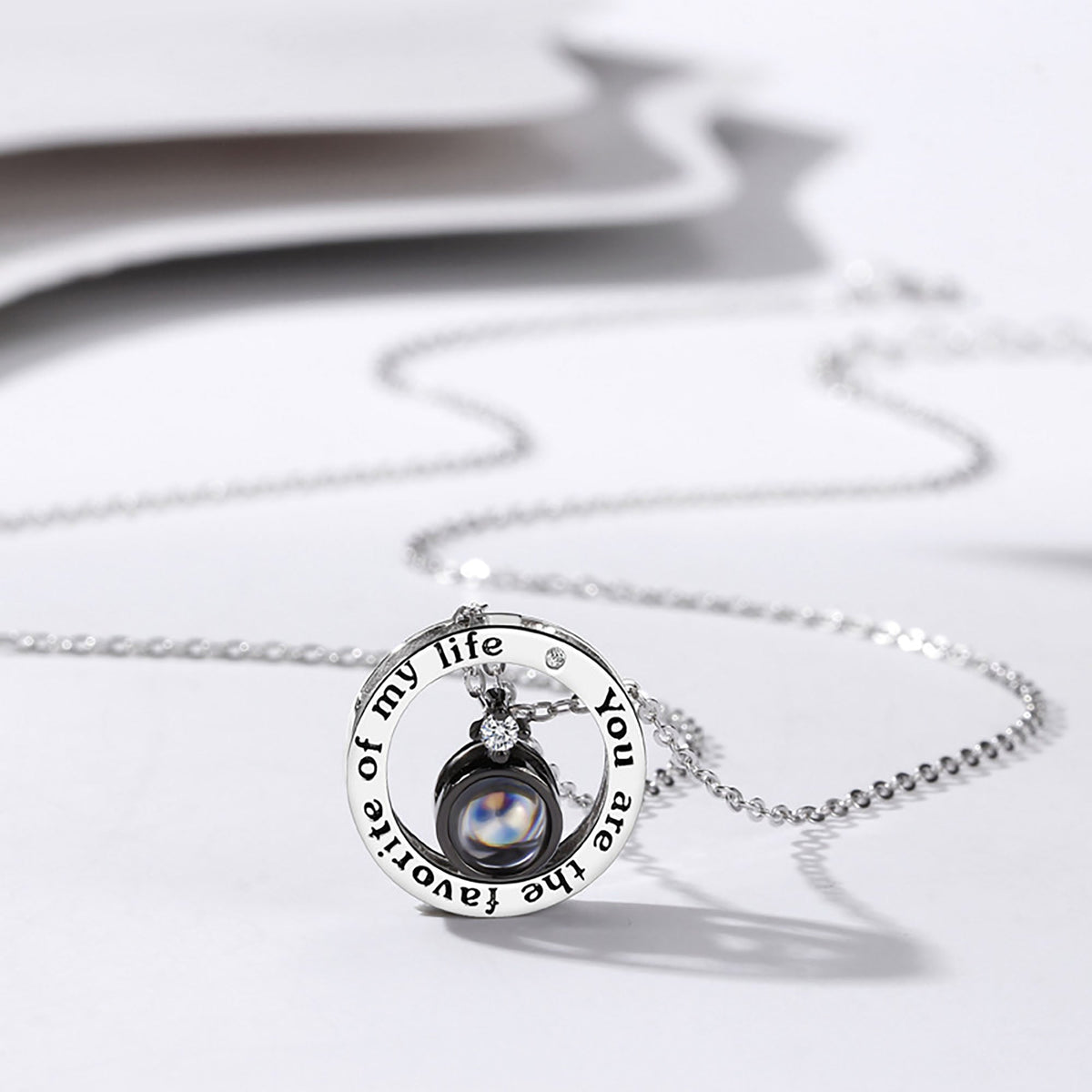 Personalized Letter Decoration Round Pendant Custom Color Photo Couple Projection Necklace - MERGE.DAY.1.FREESTYLE