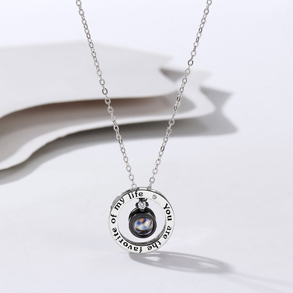 Personalized Letter Decoration Round Pendant Custom Color Photo Couple Projection Necklace - MERGE.DAY.1.FREESTYLE