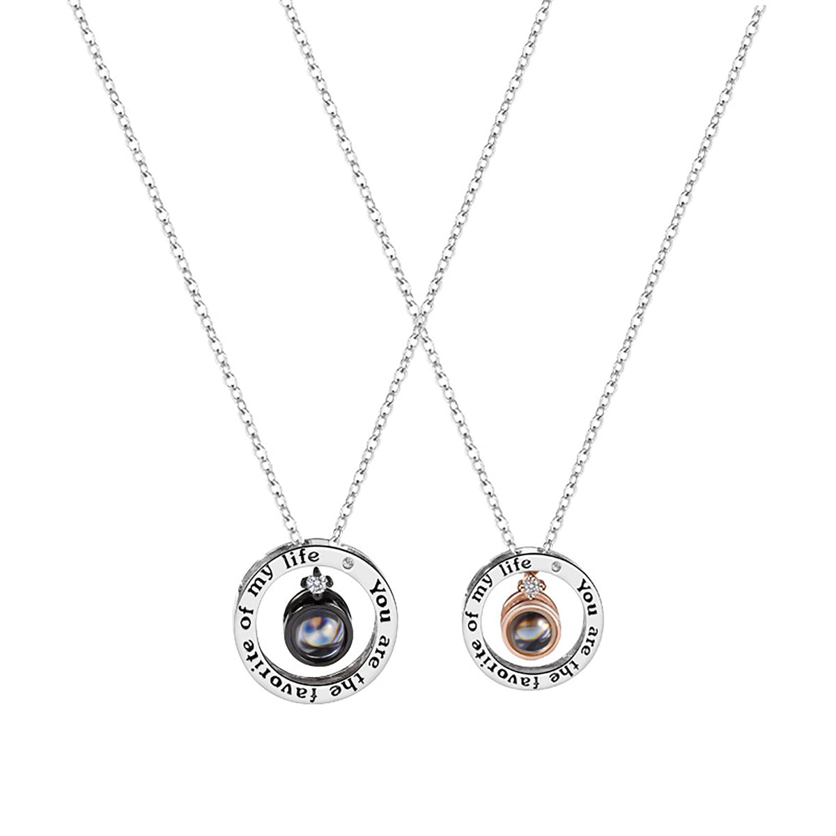 Personalized Letter Decoration Round Pendant Custom Color Photo Couple Projection Necklace - MERGE.DAY.1.FREESTYLE